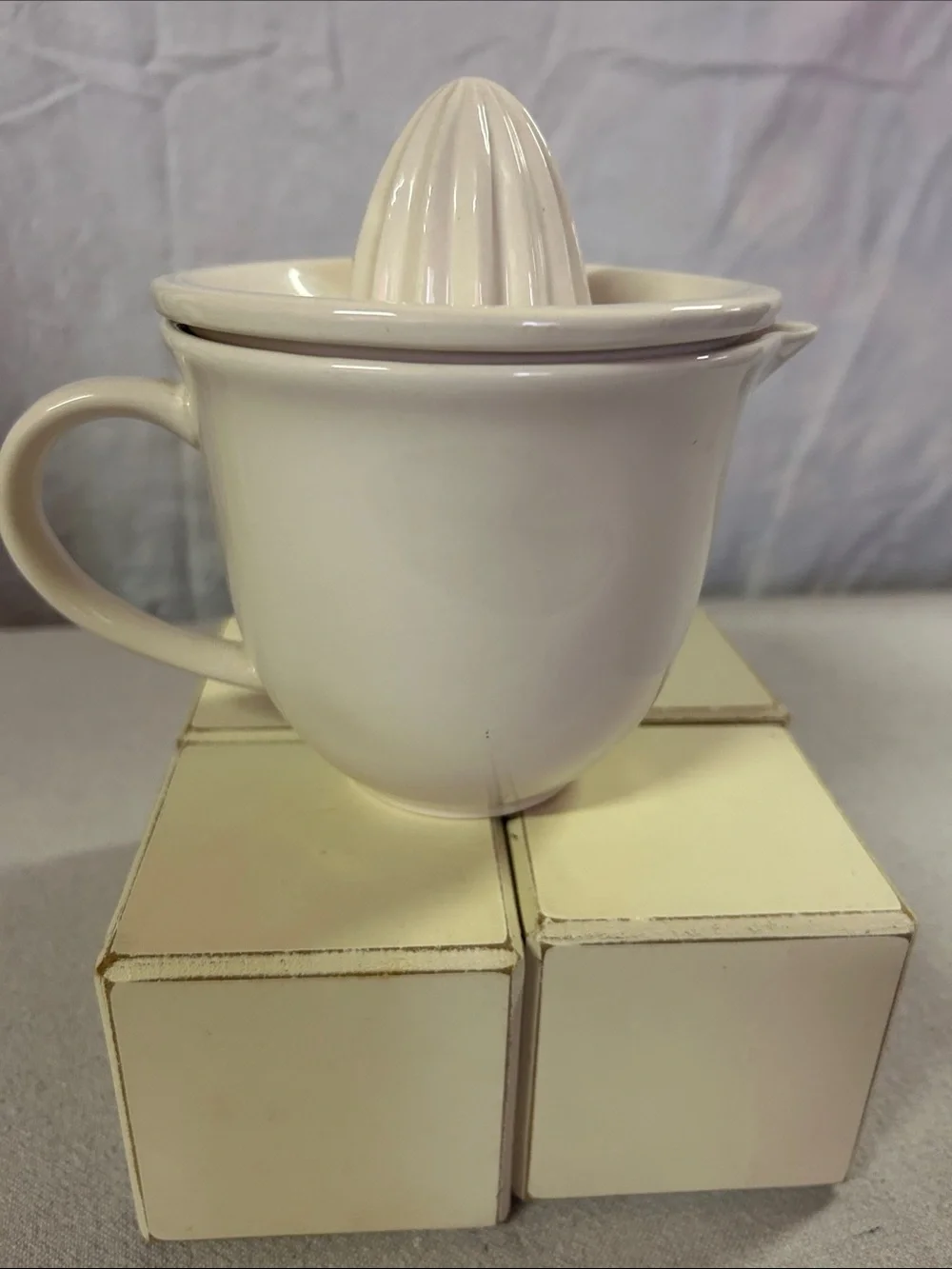 Rae Dunn White Ceramic QUENCH Juicer Pitcher